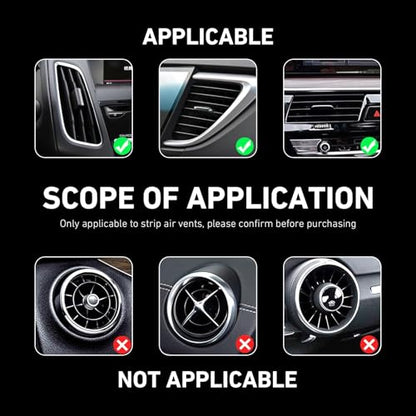 10 PCS Bling Car Vent Outlet Trims, Rhinestone PVC AC Straight Vent Decoration Strip, U-shape Clip-on Trim for Women & Girls, Interior Accessory for Most Vehicles (White)