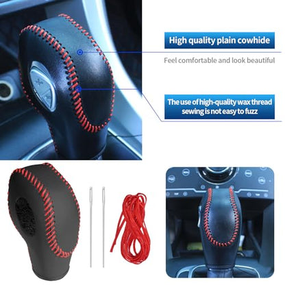 EATAKWARD PU Carbon Fiber Car Gear Shift Knob Cover - Fit for Ford Focus 2012-2016 & Fiesta 2014-2016 / Fusion S & SE 2013-2016 - style: Type A