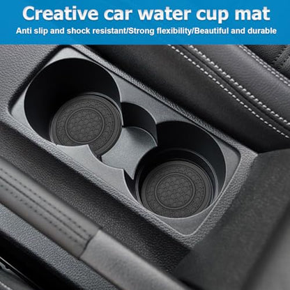 Car Cup Holder Coaster, 2PCS 2.75" Non-Slip Insert Insulated Vehicle Water Bottle Holder Pad, Waterproof Dustproof Embedded Automotive Console Drink Cup Mat, Universal Fit (Black) - color: Black