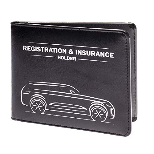 CANOPUS Car Registration & Insurance Holder with Magnetic Closure, Vehicle Document Organizer, Auto Glove Box Wallet, Includes 2 EZ Pass Strip Sets – SUV - color: Black, size: SUV