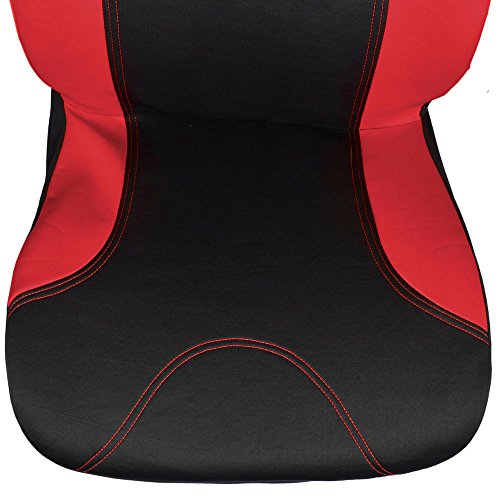 BDK Simply Covered – Accent Car Seat Covers & Steering Wheel Cover – Polyester Comfort Cloth (Red)