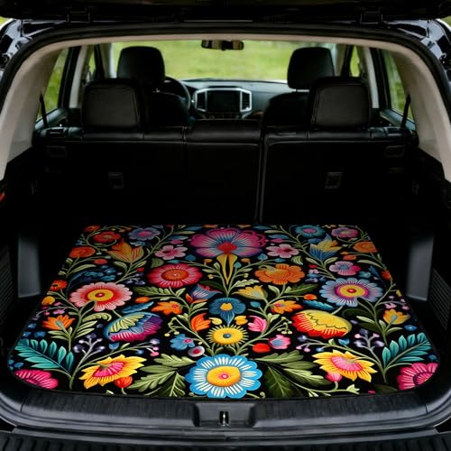 Car Trunk Mat - Universal Size 29" x 39", Floral Pattern Cargo Liner, Car Accessory for SUVs/Sedan/Wagons, Durable Protective Mat, Trunk Liner for Families/Travel Enthusiasts (Flowers-4) - style: flowers-4