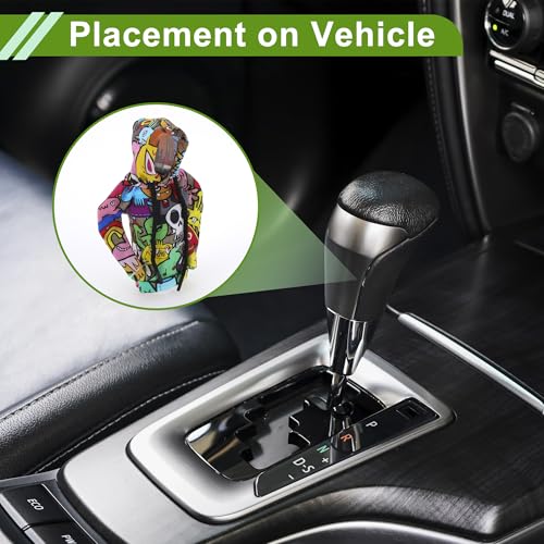 Universal 15.5x11cm/6.1"x4.33" Gear Shift Knob Cover Decoration Stick Shifting Handle Protector Polyester 1 Pc Skeleton Hoodie Style Orange Green Red