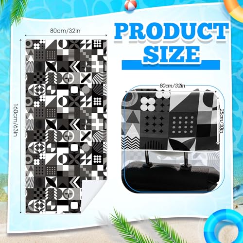 Hahafelt Car Seat Towel Covers with Storage Bag, 63 x 32 Inch Universal Non Slip Waterproof Sweat Protector for Car Truck, Gym Swimming Running, Machine Washable(2 Pack,Black White Abstract) - style: Black White Abstract