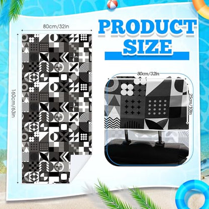 Hahafelt Car Seat Towel Covers with Storage Bag, 63 x 32 Inch Universal Non Slip Waterproof Sweat Protector for Car Truck, Gym Swimming Running, Machine Washable(2 Pack,Black White Abstract) - style: Black White Abstract