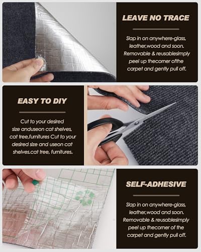 Cat Scratch Furniture Protector, Trimmable Self-Adhesive Carpet, DIY Climb Cat Scratcher Mat for Covering Cat Tower and Couch Protector from Cat Claws (78.7x15.8in Dark Gray) - color: Dark Gray