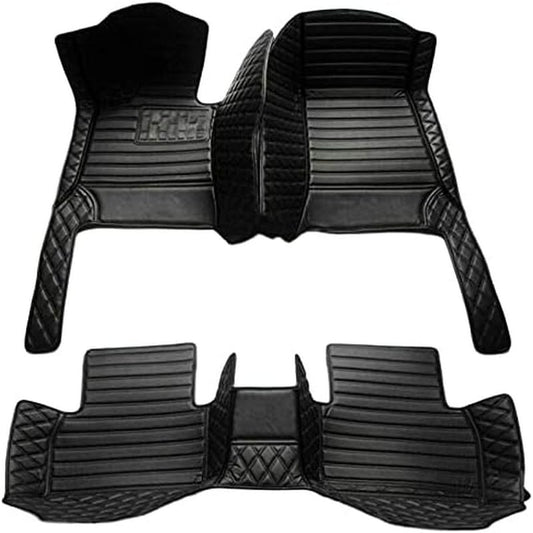 TAHALICustom Colors Car Floor Mats Black Pink for 99.9% Sedan SUV Sports， All-Weather Liners Car Floor mat，Luxury Leather Automotive Floor Mats (Black-,3D Floor Mats) - color: Black-