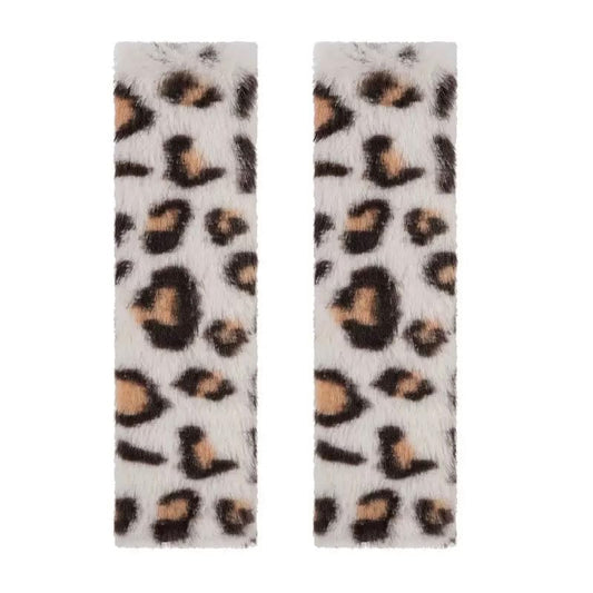 2 Pack Seat Belt Cover Pad, Cute Plush Leopard Print Seatbelt Covers Seatbelt Shoulder for More Comfortable Driving, Plush Fluffy Soft Seat Belt Cover, Car Interior Accessories, White - color: White