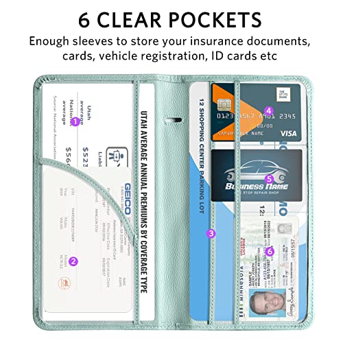 CoBak Car Registration and Insurance Holder - Vehicle Glove Box Car Organizer,Auto Truck Comparment Accessories Case with Magnetic Closure for Essential Document,Driver License,Cards - color: L-Sage