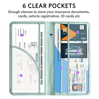 CoBak Car Registration and Insurance Holder - Vehicle Glove Box Car Organizer,Auto Truck Comparment Accessories Case with Magnetic Closure for Essential Document,Driver License,Cards - color: L-Sage
