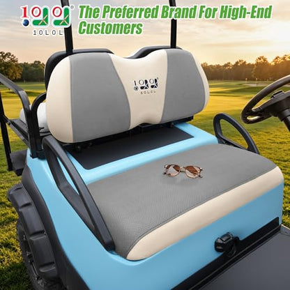 10L0L Golf Cart Seat Covers, Super Comfort Cooler Than Vinyl Seat Cover, Front and Rear Seat Cover for Yamaha EZGO Club Car, No Drilling Breathable Mesh Bench Seat Blanket, Machine Washable - color: Dark Gray + Beige, style: Front Seat - For Yamaha & Club