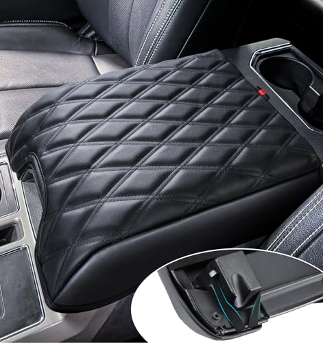 Sinvanho Center Console Cover Compatible with Ford F150 2015-2020, F250 F350 F450 2017-2022, Expedition 2018-2024, PU Leather Armrest Box Cover, Truck Interior Accessories, Anti-Scratch Protector - color: Bucket Seat Console