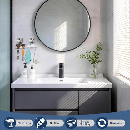No-Drill Suction Cup Razor and Shaver Holder, Stainless Steel Shower Hook for Towel & Loofah, Damage-Free Reusable Bathroom Wall Organizer (2, Brushed Nickel) - color: Brushed Nickel