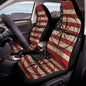 Front Car Seat Covers, American Flag Compass Print Comfortable Breathable Car Front Seat Cover Waterproof, Universal Auto Seat Cover Compatible with Airbag, Easy to Install, Set of 2 - color: American Flag Compass - Red and Beige
