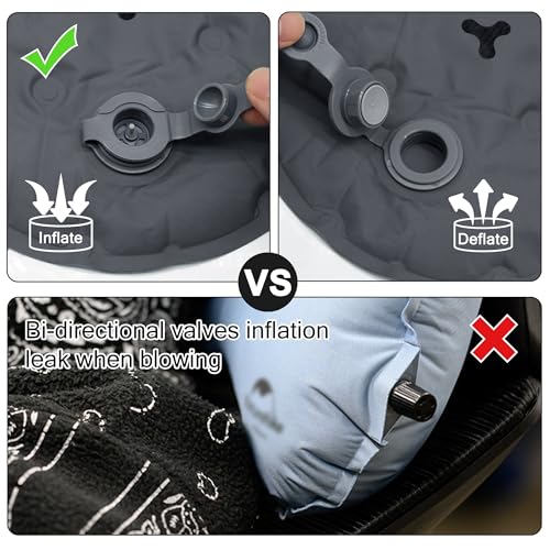 Inflatable Seat Cushion, Lightweight Stadium Seat Pad, Travel Air seat Cushion Anti-Slip for Airplane, Long Flights, Hiking, Climbing, Home and Camping, Home and Camping (Black) - color: Black