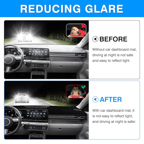 Autorder Dashboard Cover Mat for Hyundai Kona 2024 2025 2026 Accessories Dash Cover Upgrade Velvet Dash Mat Sunshade Glare UV Rays Protector - size: 2024-2026 Hyundai Kona