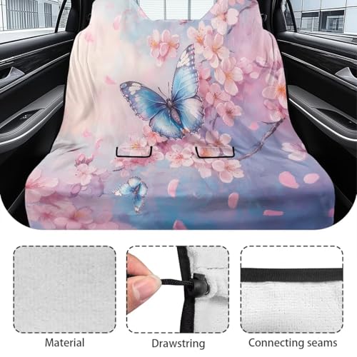 Butterfly Cherry Blossom Print Dog Car Seat Cover for Back Seat, Auto Back Seat Cover Heavy Duty Scratch-Proof Waterproof Rear Bench Towel Seat Covers - color: Butterfly Cherry Blossom