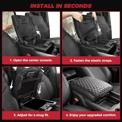 FREESOO Center Console Cover for 2019-2026 Dodge Ram 1500 2500 3500, Armrest Cushion Pad, Waterproof Faux Leather, Easy to Clean, Non-Slip & Anti-Scratch, Bucket Seat Only - size: 2019-2026 Ram Bucket Seat Console