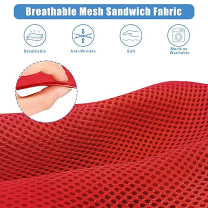 Universal Golf Cart Seat Covers Set for EZGO TXT/ RXV, Club Car DS/ Precedent, Yamaha G29/ Drive 2 Front Seats, Durable Breathable Bench Seat Covers Washable Polyester Mesh Cloth Without Log, Red - color: Red
