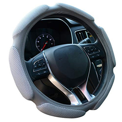 Auto Steering Wheel Cover Hand Pad Cushion Slip-on Universal Fit 15'' / 38 cm (Grey) - color: grey