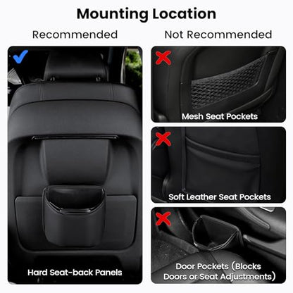 1797 Car Trash Can for Back Seat, Automotive Garbage Bin Clip on Front Seat Back, PU Leather with Leakproof Removable Plastic Liner, 0.42 Gallon Capacity for Small Trash