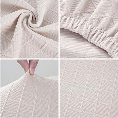 Fuloon Stretch Jacquard Dining Bench Cover - Anti-Dust Removable Bench Slipcover Washable Seat Cushion Protector for Bedroom, Kitchen, Hotel, Banquet (Pale Beige) - color: Pale Beige