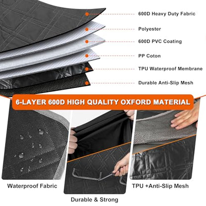Dog Car Seat Cover Compatible with Jeep Wrangler 4 Door 2007-2025, Waterproof Pet Bench Seat Cover for Back Seat, 600D Heavy Duty Scratch Proof Nonslip Truck Seat Covers for Dogs - size: 2007-2025 Wrangler