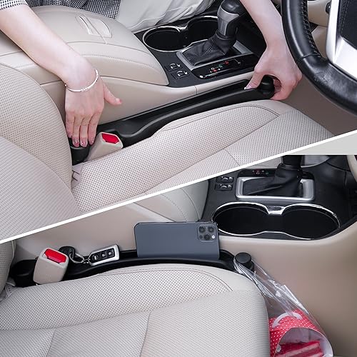 Givifive Car Seat Gap Filler Set of 2, Soft Foam Multifunctional Seat Side Gap Filler with Organizer & Hook Function, 3in1 Gap Stopper Universal Fit Car SUV Truck Fill The Gap Between Seat & Console - color: Black, size: Most Cars – Standard
