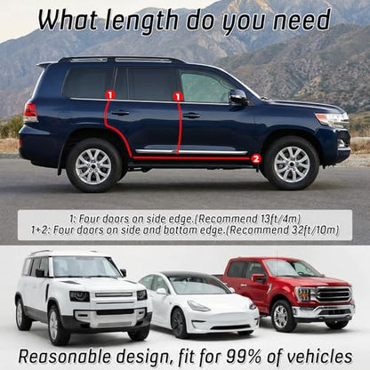 65Ft(20M) Door Edge Guard Black Car Door Edge Protector, PVC U Shape Trim with Metal Sheet No Adhesive Needed Easy to Install Universal Fit for Most Vehicles