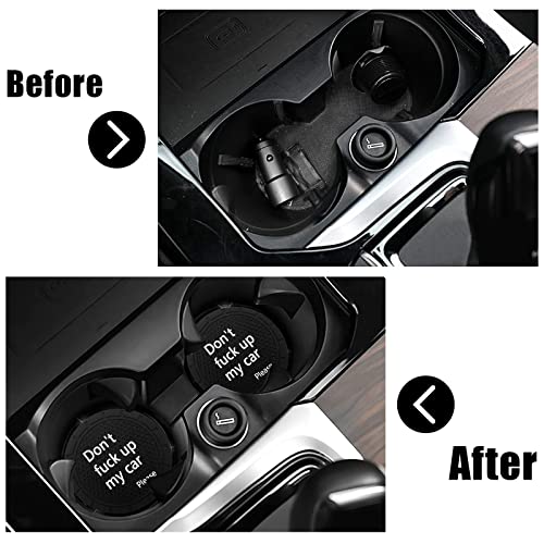 Car Cup Holder Coaster, Car Non-Slip Cup Holder Embedded Decorative Funny Coaster - Don't Fuck up My Car Please, Suitable for Most Car Interior Accessories for Women Men (Black)