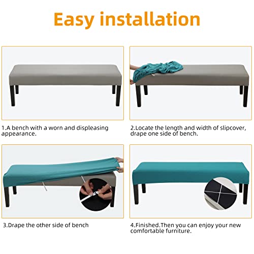 Fuloon Stretch Jacquard Dining Bench Cover - Anti-Dust Removable Bench Slipcover Washable Seat Cushion Protector for Bedroom, Kitchen, Hotel, Banquet (Peacock Blue) - color: Peacock Blue