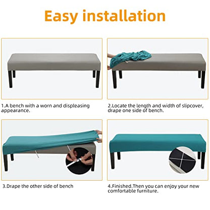 Fuloon Stretch Jacquard Dining Bench Cover - Anti-Dust Removable Bench Slipcover Washable Seat Cushion Protector for Bedroom, Kitchen, Hotel, Banquet (Peacock Blue) - color: Peacock Blue