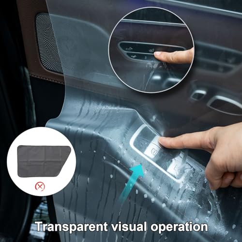 NEWISHTOOL Car Door Panel Cover, 2 Packs Waterproof Guard Protection for Window Film Tint Application, Reusable PET Water Shield Sheets, Black - size: 2-Set