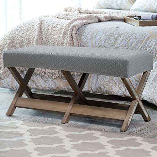 Fuloon Stretch Jacquard Dining Bench Cover - Anti-Dust Removable Bench Slipcover Washable Seat Cushion Protector for Bedroom, Kitchen, Hotel, Banquet (Light Gray) - color: Light Gray