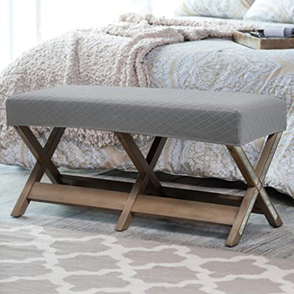 Fuloon Stretch Jacquard Dining Bench Cover - Anti-Dust Removable Bench Slipcover Washable Seat Cushion Protector for Bedroom, Kitchen, Hotel, Banquet (Light Gray) - color: Light Gray