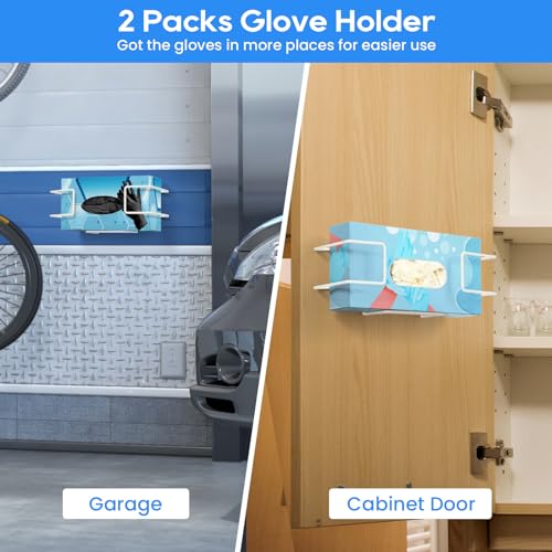 THYGIFTREE Glove Box Holder Wall Mount Dispenser, 2 Pack with 1 Small + 1 Large Rack, Small Fits 100 Count Boxes, Large Fits 100 & 200 Count Boxes, Fits Most Nitrile Latex & Vinyl Glove Boxes, White - color: White - 2Pack (Fits Standard Box)