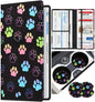 Slohif Car Registration and Insurance Card Holder with Magnetic Shut - Vehicle Glove Box Organizer Women Leather Automobile License Holders Coasters Auto Accessories Case for Document Paw Print - color: Paw Prints