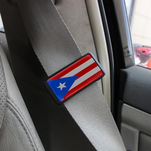 2PCS Puerto Rico Flag Car Seatbelt Adjuster car Universal Car Seat Belt Pads Cover for More Comfortable Driving, Seat Belt Shoulder Strap - color: Puerto Rico Flag