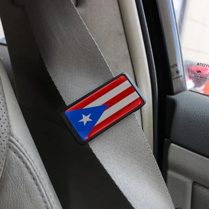 2PCS Puerto Rico Flag Car Seatbelt Adjuster car Universal Car Seat Belt Pads Cover for More Comfortable Driving, Seat Belt Shoulder Strap - color: Puerto Rico Flag