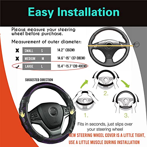 PINCTROT Large Size Steering Wheel Cover Great Grip with 3D Honeycomb Anti-Slip Design, 15.5-15.75 Inch (Purple) - color: 5.Purple, size: Large Size[15 1/2''-15 3/4'']