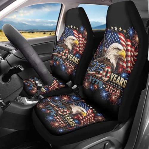 American 250th Anniversary Patriotic Car Seat Covers Front Seats Only Eagle Patriotic Automotive Vehicle Seat Covers Cars Interior for Cars, Sedans, Trucks, SUV - color: Eagle Usa Flag 250th