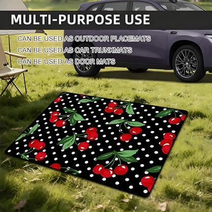 Universal Car Trunk Mat 29" x 39",Cherry Polka Dot Print All Weather Trunk Protection Cargo Liner, Durable Cargo Mat Rear Trunk Liner, Stylish Vehicle Interior Accessories Suitable for Most Car Models - color: Cherry Polka Dot