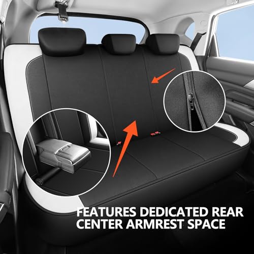 HChengkikz Car Seat Covers Full Set, Waterproof Neoprene Car seat Covers, Airbag Compatible, Universal Fit Automotive Seat Covers for Most Cars, Trucks, SUVs (Black + White) - color: N816 Black White, size: Full Set