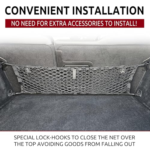 Back Seat Style Automotive Elastic Trunk Mesh Cargo Net for Volvo XC60 2017-2025 - Premium Trunk Organizer and Storage - Luggage Net for Crossover- Best Car Organizer for Volvo XC 60