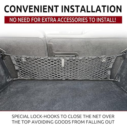 Back Seat Style Automotive Elastic Trunk Mesh Cargo Net for Volvo XC60 2017-2025 - Premium Trunk Organizer and Storage - Luggage Net for Crossover- Best Car Organizer for Volvo XC 60