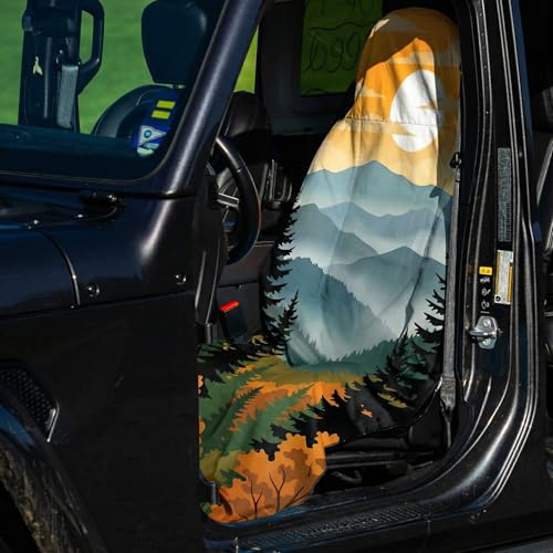 2 Pack Car Seat Towel Covers, Sweat Protector for Front Seats, Premium Thickened Microfiber with National Park Geyser Landscape, Breathable & Quick Dry, Slip-on Headrest Pocket for Gym, Beach, Running - color: Geyser Landscape