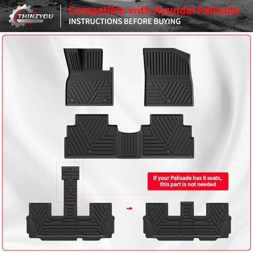 Floor Mats Compatible with 2020-2025 Hyundai Palisade Trunk Mat Cargo Liner TPE Back Seat Cover Protector 2024 Palisade 7 & 8 Seats Accessories (Trunk Mat with Backrest Mats+Floor Mats) - style: For Hyundai Palisade | 2020-2025