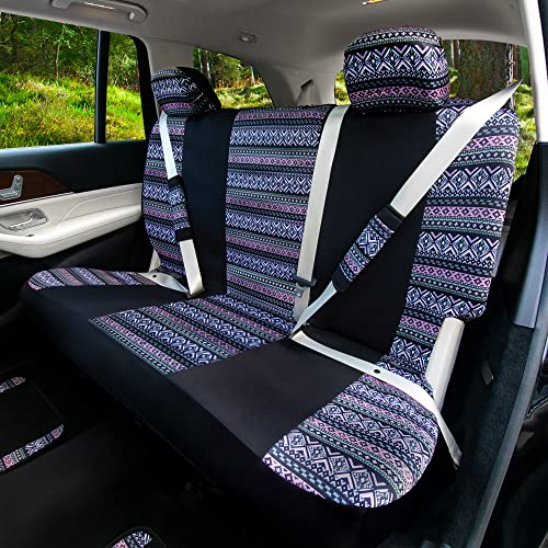 FH Group Car Seat Covers Full Set Southwestern Print Cloth - Universal Fit Automotive Seat Covers, Low Back Front Seat Covers, Solid Back Seat Cover, Washable Car Seat Cover for SUV, Sedan Lavendar