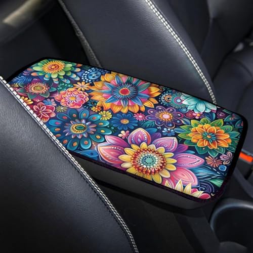 Boho Blossom Print Arm Rest Cover for Car Center Console Cushion Pad for SUV,Soft Armrest Pads - color: Boho Blossom