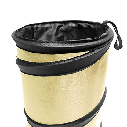 FH Group Automotive Waterproof Portable Collapsible Small Trash Can Garbage Container fits Most Cars,Waterproof,Polyethylene, SUVs, and Trucks Beige - color: Beige, style: Small